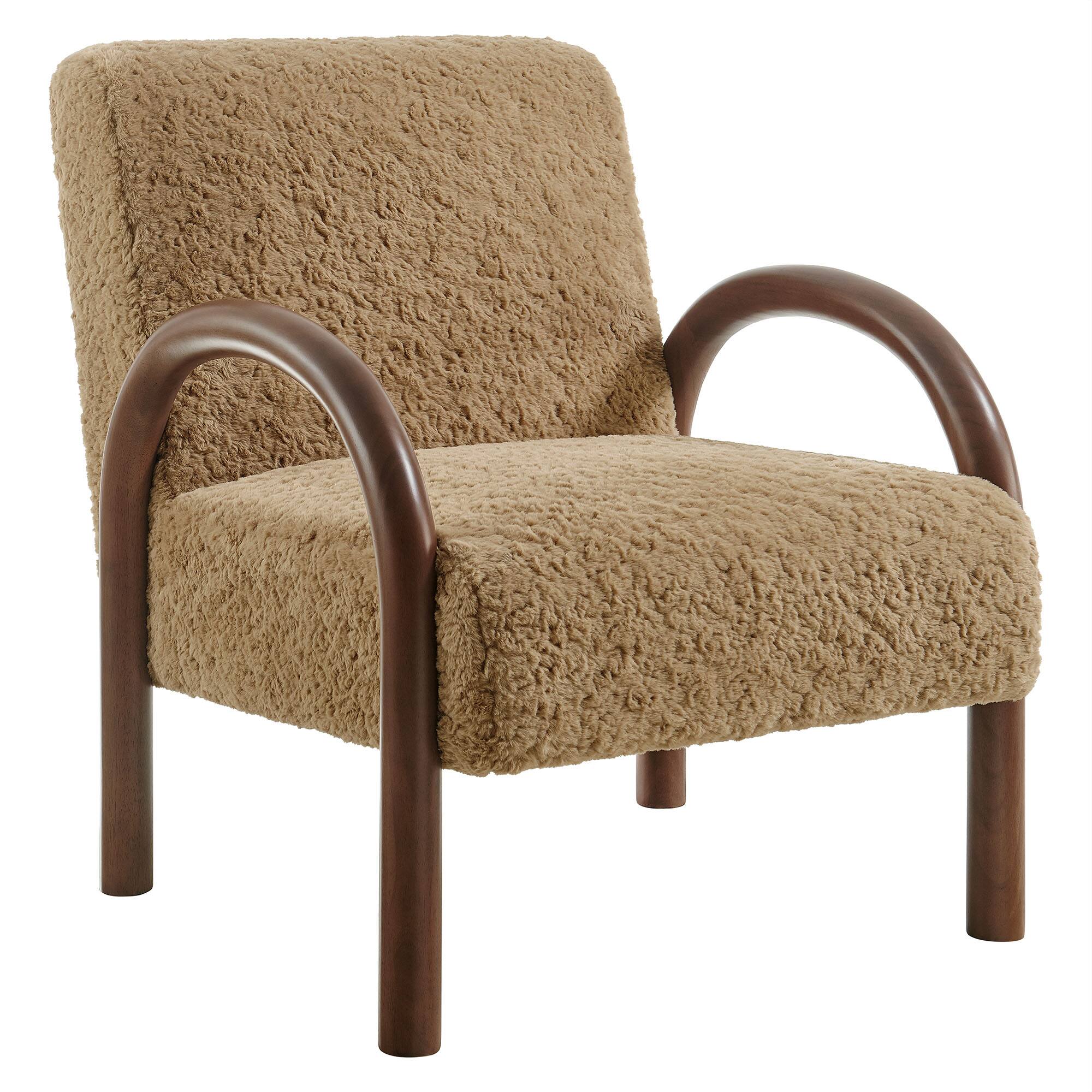 Angle. Modway - Lunet Faux Shearling Accent Armchair by Modway - Sand.