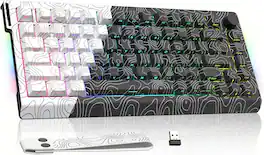 Womier - Q75 75% Wireless Mechanical Gaming Keyboard with Topographic Strap,QMK/VIA Creamy Keyboard - Black