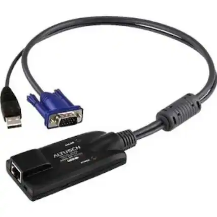 Front. Aten Technology - ATEN KA7570 KVM Cable - KVM Cable for KVM Switch, Keyboard/Mouse, Network Device - First End: 1 x RJ-45 Network - Female - Black.