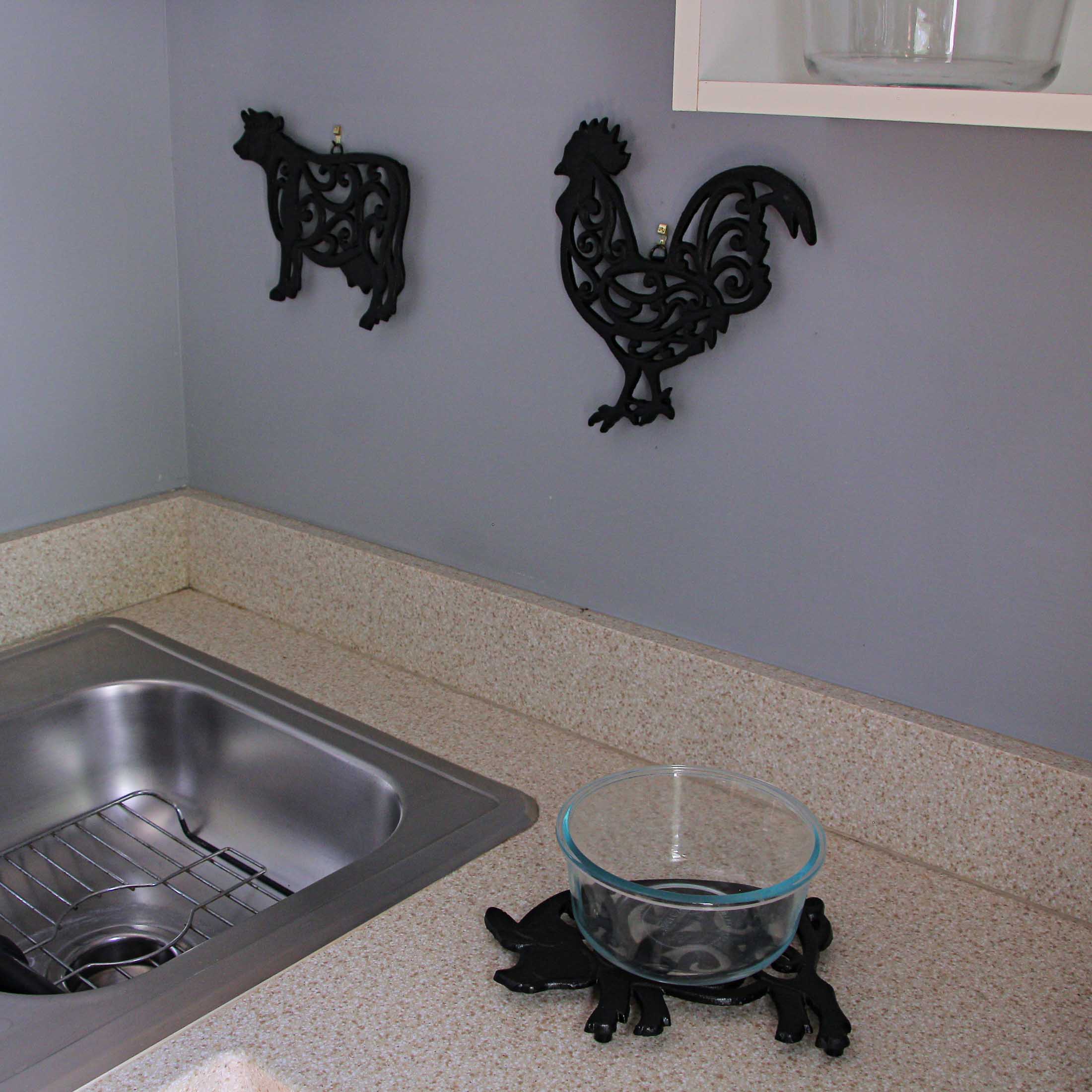 Alt View 4. Zeckos - Set of 3 Black Cast Iron Farm Animal Kitchen Trivets Decorative Wall Hanging Art - Black.