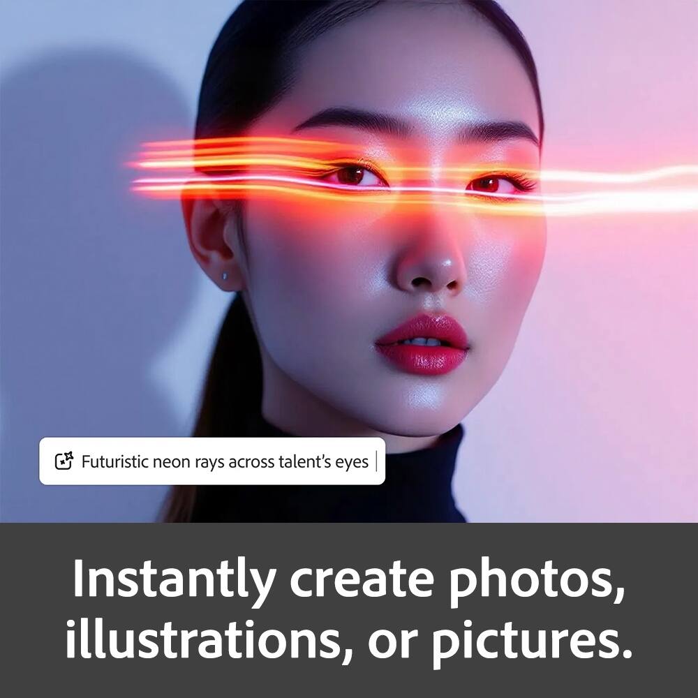 Futuristic neon rays across talent's eyes

Instantly create photos, illustrations, or pictures.