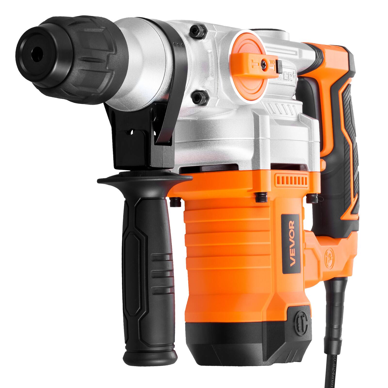 Alt View 5. VEVOR - Rotary Hammer Drill, 1-1/8 in SDS-Plus Electric Corded Heavy Duty Rotary Hammer, Including 3 Drill Bits, Flat Chisel - Orange;Black.
