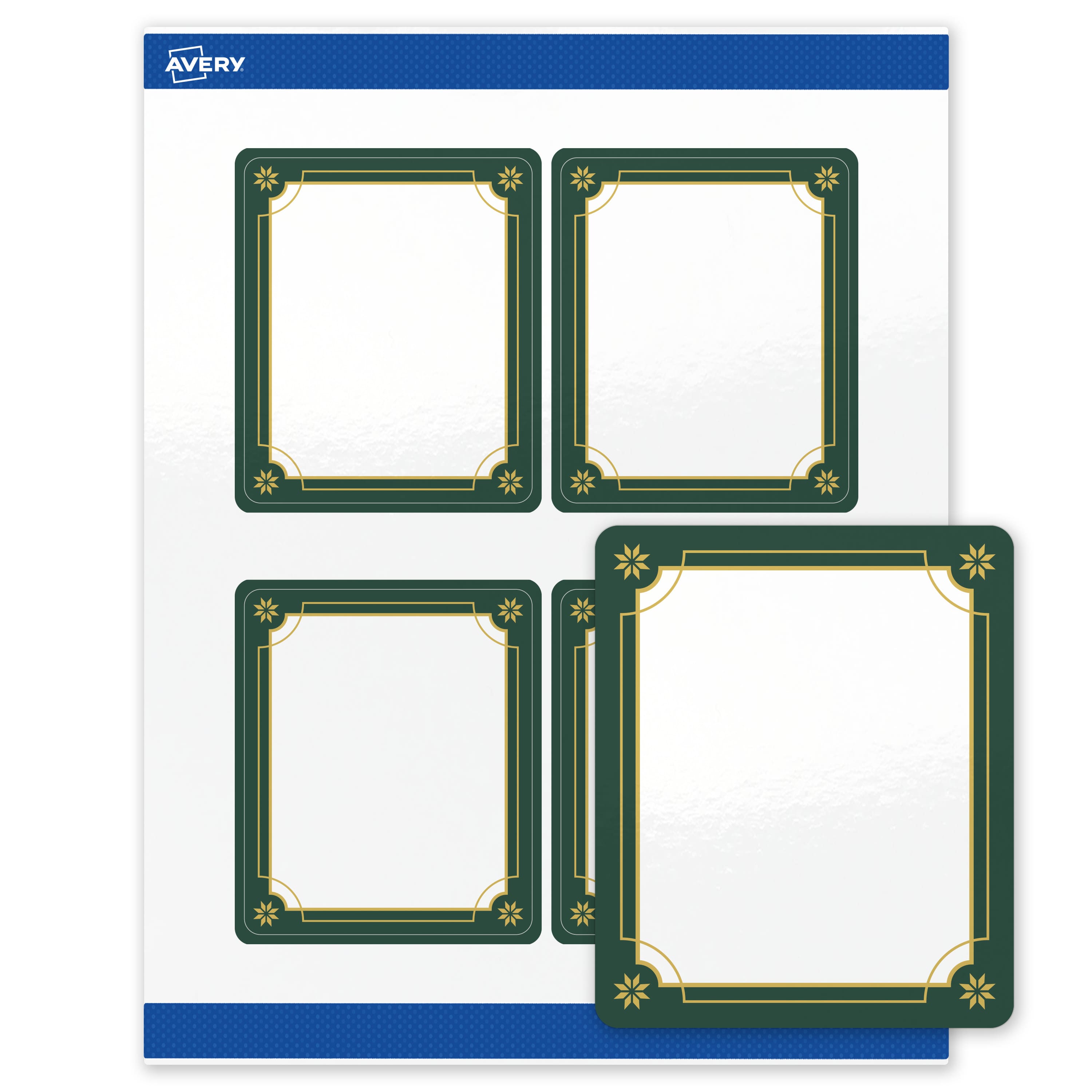 "Avery - Avery® Labels, 4"" x 3-1/3"", Gold-Green Border, Glossy, 40ct - White" price history on PriceWatchPro