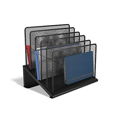 Alt View 1. TRU RED - 5-Compartment Metal Mesh File Organizer, Matte - Matte Black.