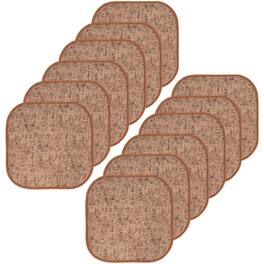 Sweet Home Collection - Broadway Memory Foam No Slip Back 16" x 16" Chair Pad Cushion, 12-Pack - Rust/Brown