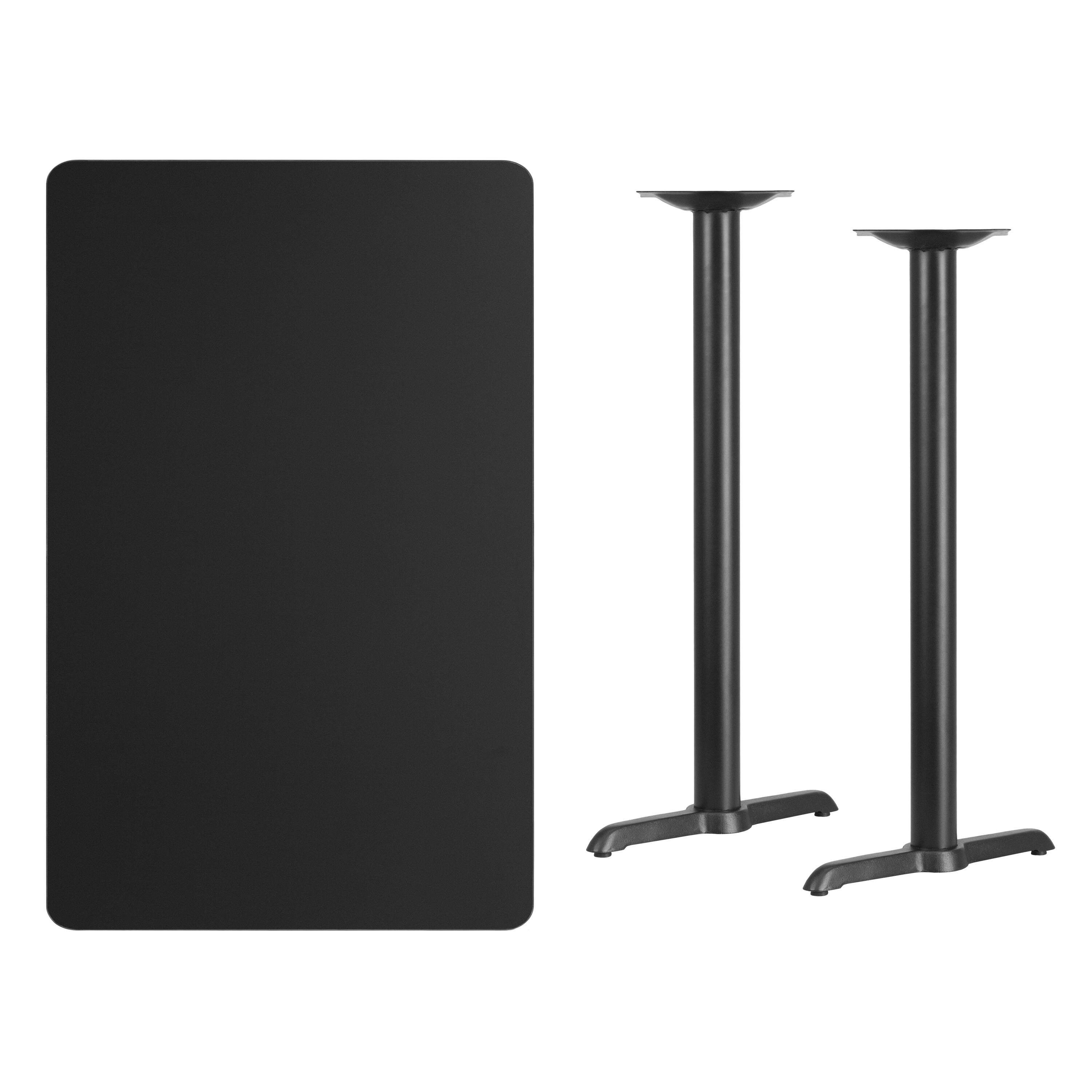 Alt View 3. Emma + Oliver - 30"x48" Rectangular Laminate Bar Table with 5"x22" Bases - Black.