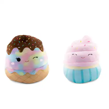 Front. Kellytoy - Squishmallows Flip-A-Mallow 12 Inch Plush | Glady Ice Cream & Diedre Cupcake - Multi-Color.