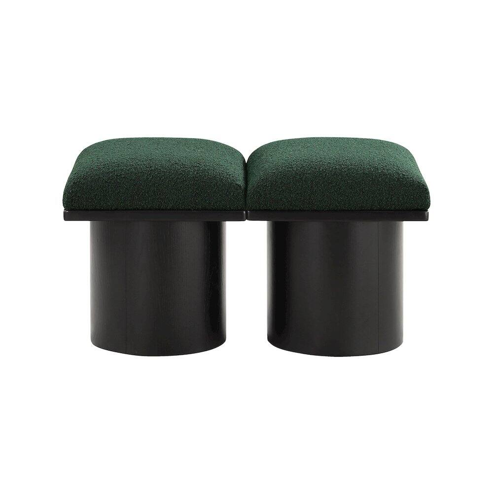 Angle. Meridian Furniture - Pavilion Green Boucle Fabric Bench - Green Boucle Fabric.