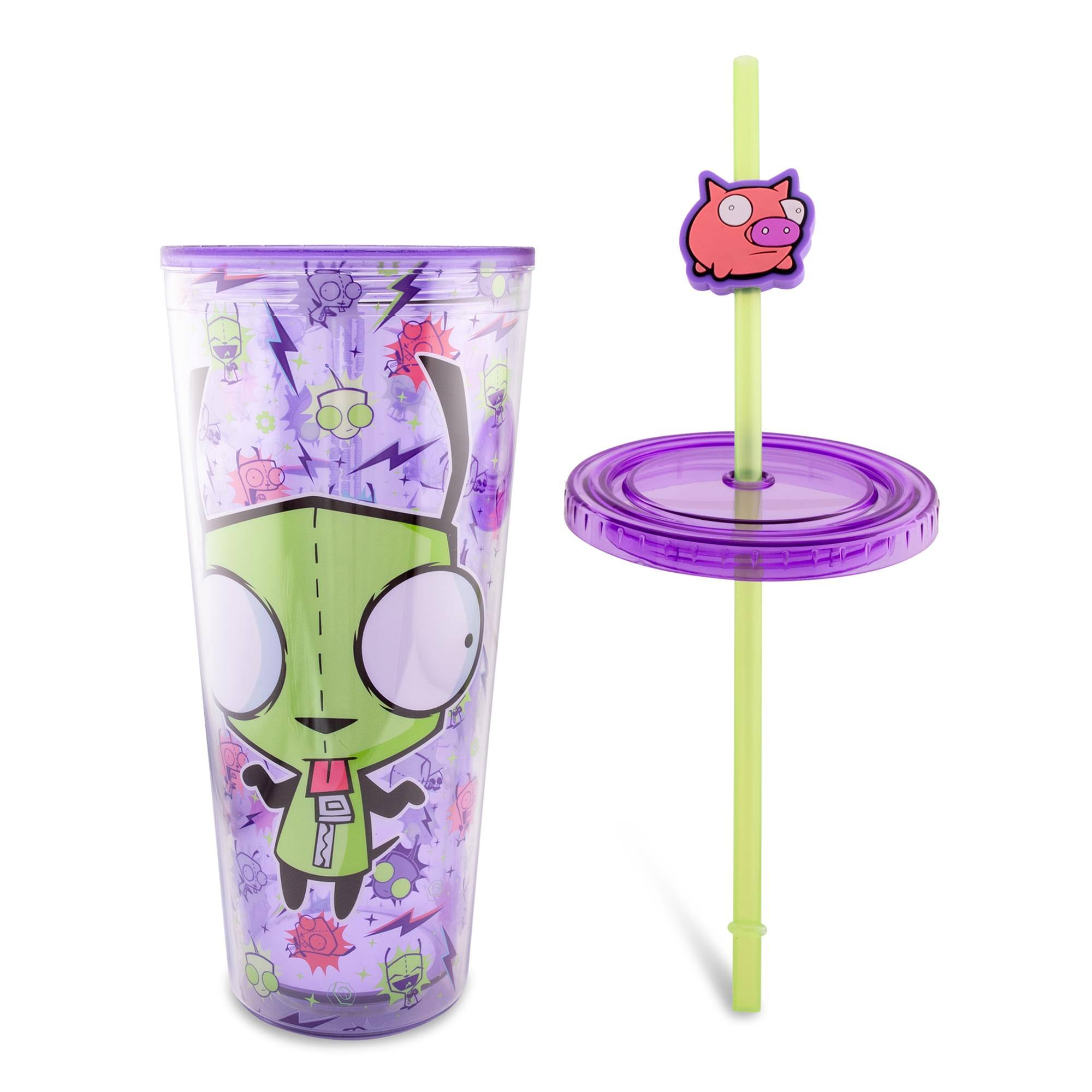 Alt View 10. Silver Buffalo - Invader Zim GIR Plastic Carnival Cup With Lid and Straw Topper | Holds 24 Ounces - Purple.