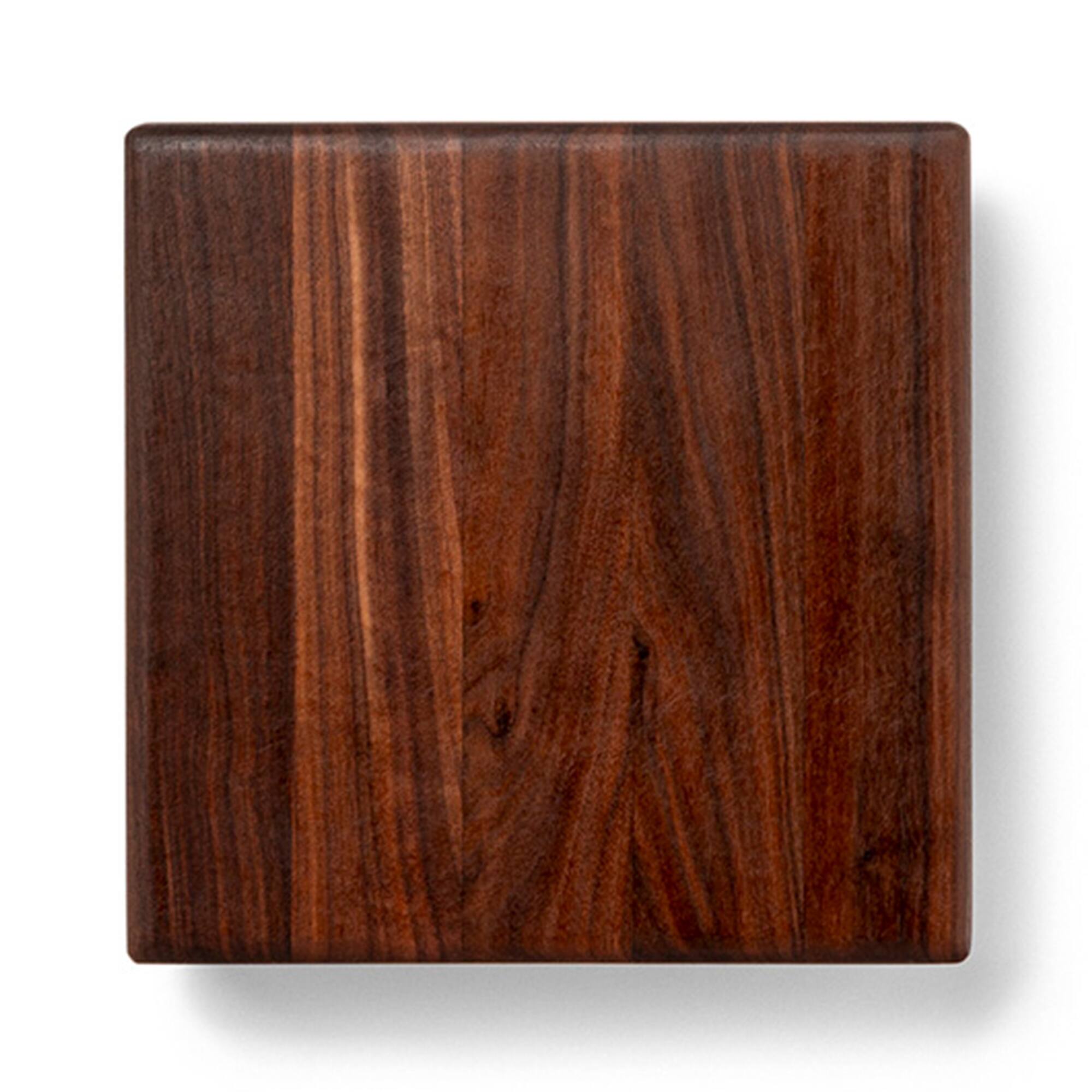 John Boos - Small Walnut Wood Edge Grain Cutting Board for Kitchen, 9" x 9" x 1.5" - Walnut/Stainless