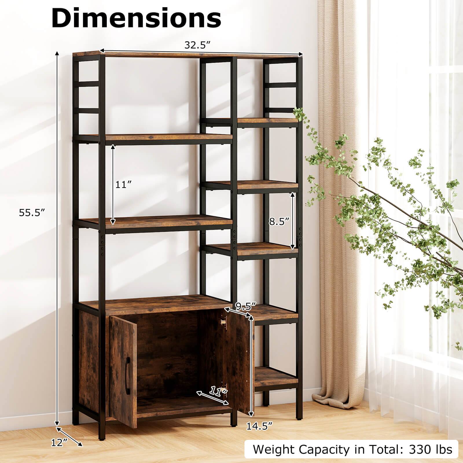 Dimensions: 32.5" x 11" x 55.5" x 8.5" x 9.5" x 11" x 12" x 14.5"
Weight Capacity in Total: 330 lbs
