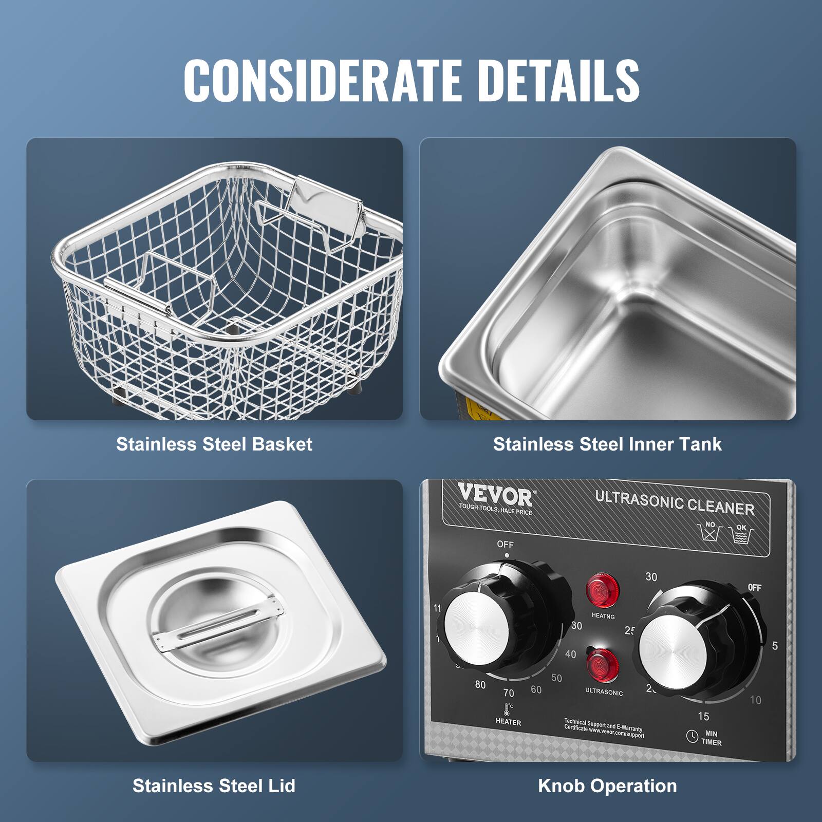 CONSIDERATE DETAILS
Stainless Steel Basket
Stainless Steel Inner Tank
Stainless Steel Lid
Knob Operation