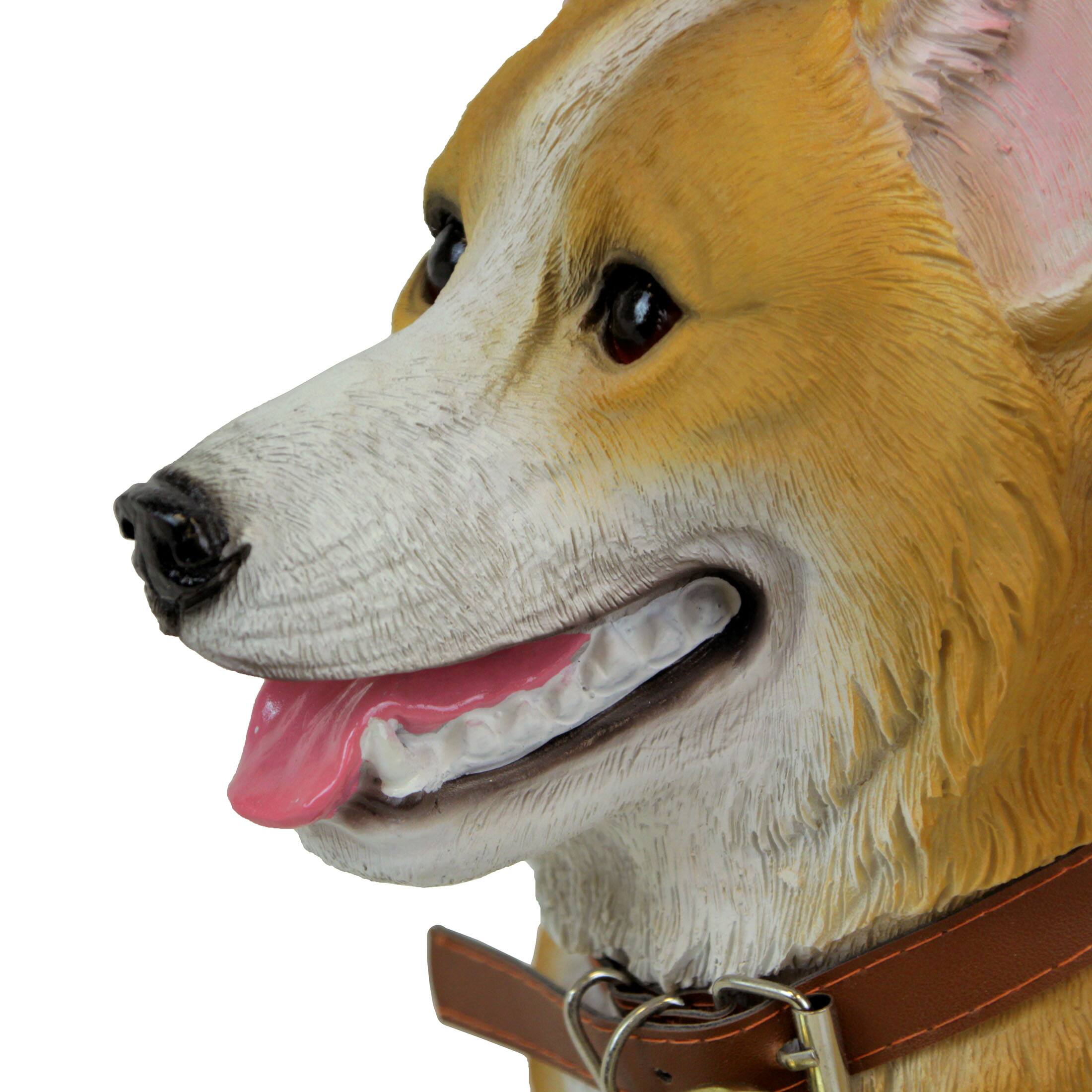 Alt View 2. DWK Corporation - Jasper the Welsh Corgi Dog Realistic Lifelike Statue with Reversible Sign - Tan.