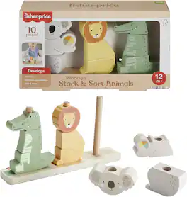 Fisher Price - Wooden Stack & Sort Animals - COLLECTIBLES - Multicolor