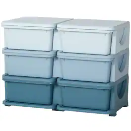 Qaba - Tier Kids Storage Organizer with 6 Drawers for Bedroom, Nursery, Kindergarten, Living Room - Blue