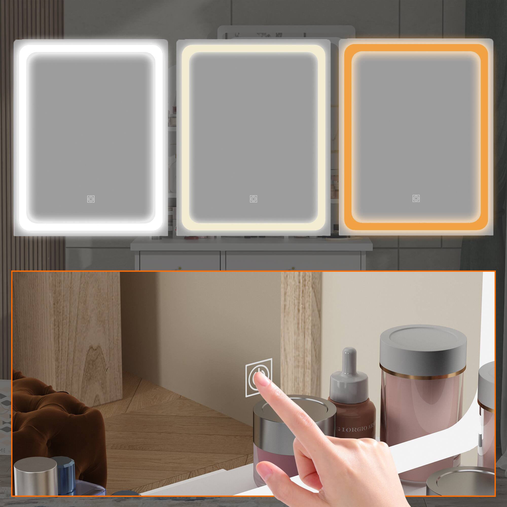 Alt View 4. Famapy - Vanity Table with LED Mirror, Storage Drawers & Stool – Makeup Vanity Organizer for Bedroom, Space-Saving Design - White.