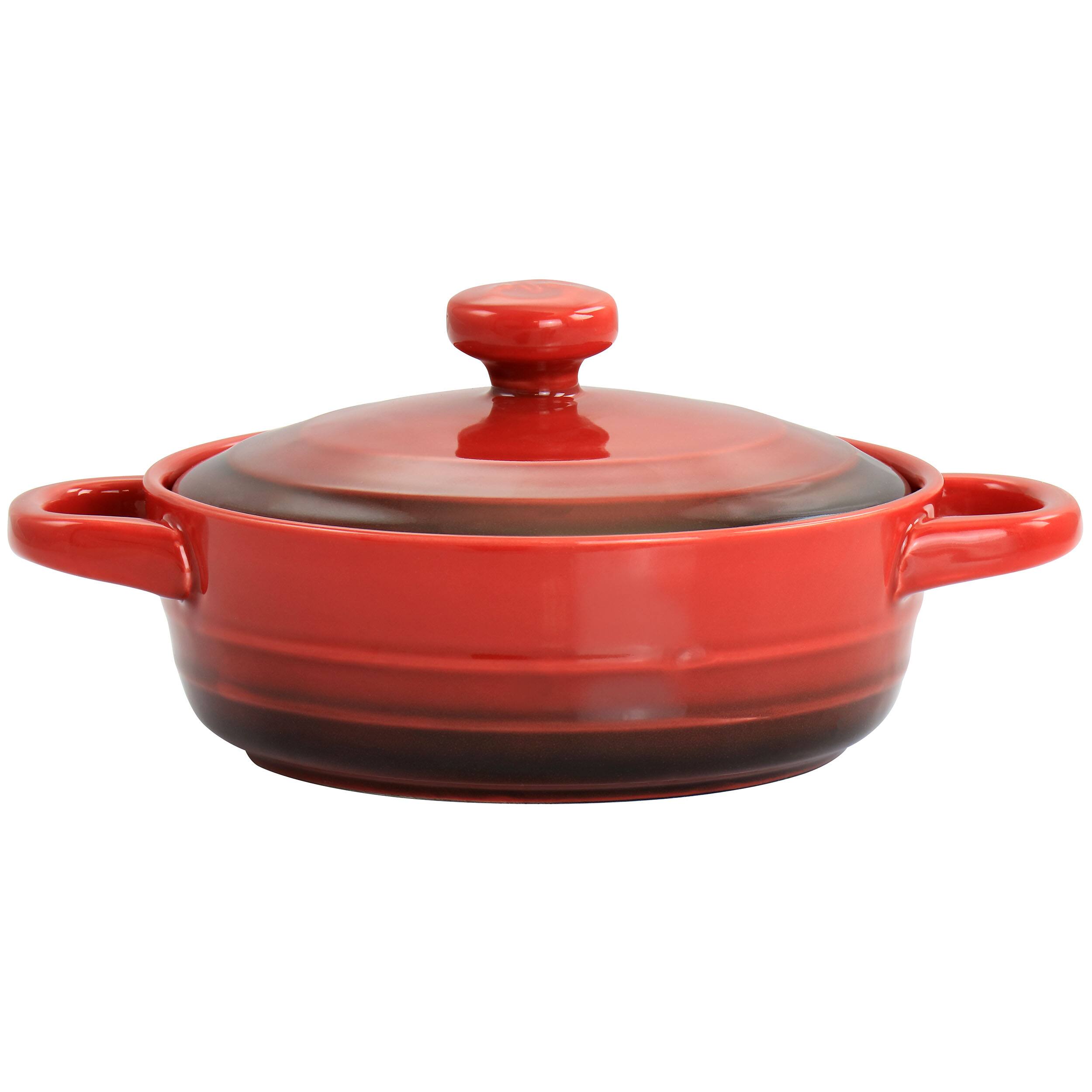 Front. Crockpot - Crockpot Appleton 10oz Stoneware Mini Casserole Baker in Gradient Red.
