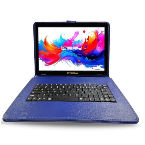 LINSAY - 10.1"Octa Core 256GB Storage Android 15 Tablet with Style Keyboard - Blue