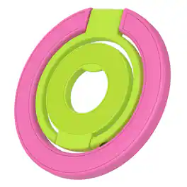 UUCOVER - Magnetic Phone Ring Holder Compatible with MagSafe, Rotating Tri-Fold Finger Grip Stand Dual-Sided Magnets Kickstand - Rose+Green