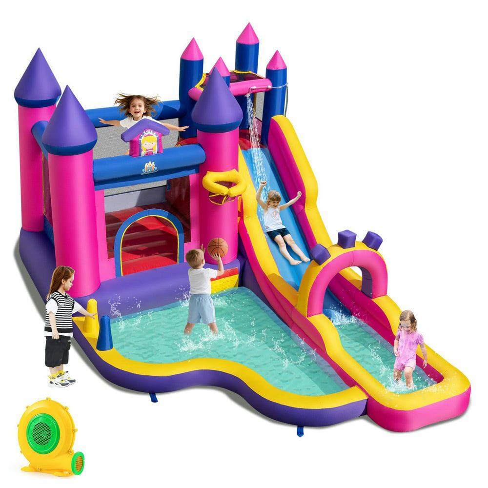 Alt View 2. Resenkos - Princess Inflatable Water Slide Bounce Castle with Climbing Wall & 680W Blower - Multicolor.
