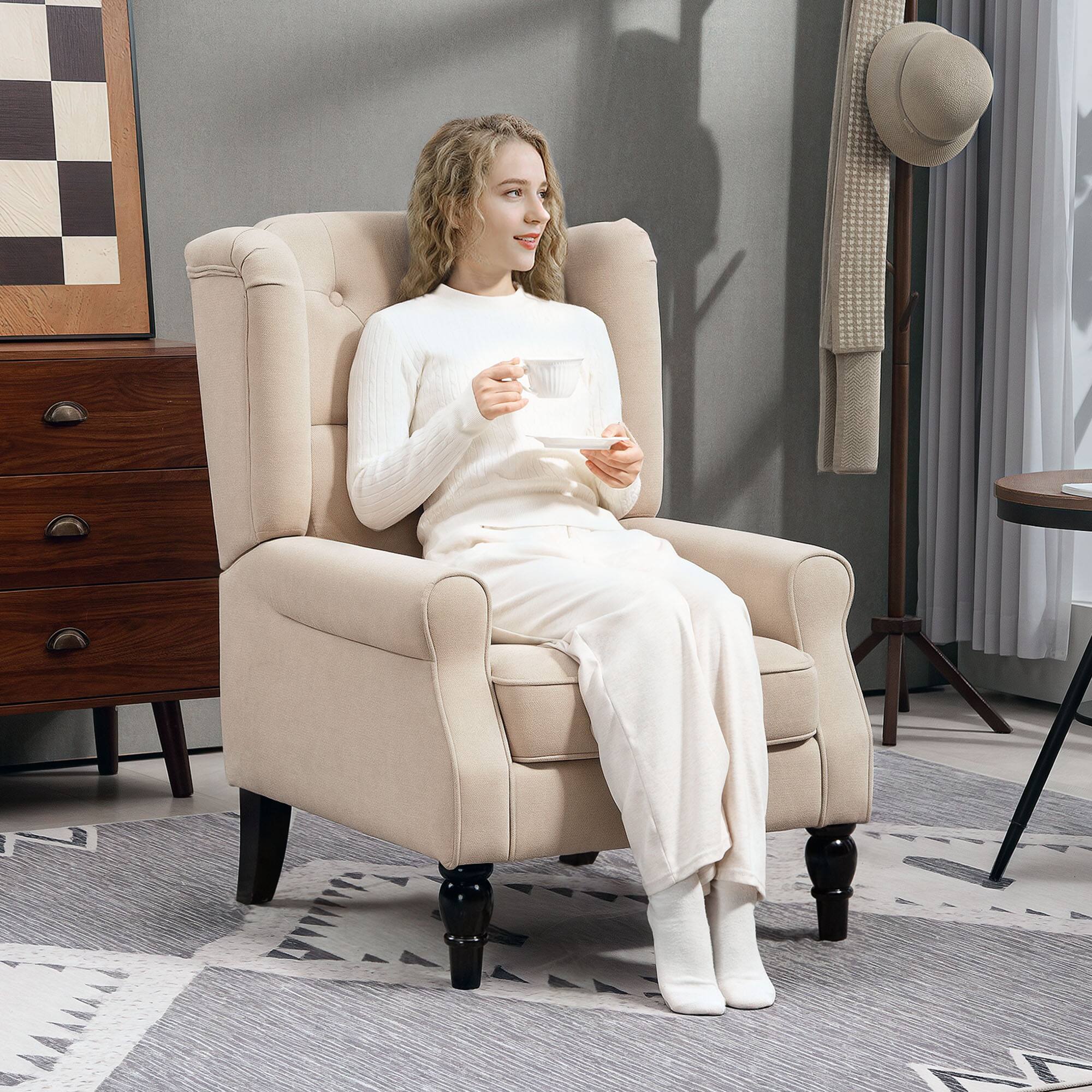 Angle. Homcom - Accent Chair for Living Room - Beige.