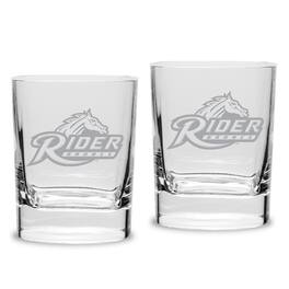 Jardine - Rider Broncs 11.75oz. Two-Piece Luigi Bormioli Square Double Old Fashion Glasses Set - Multicolor