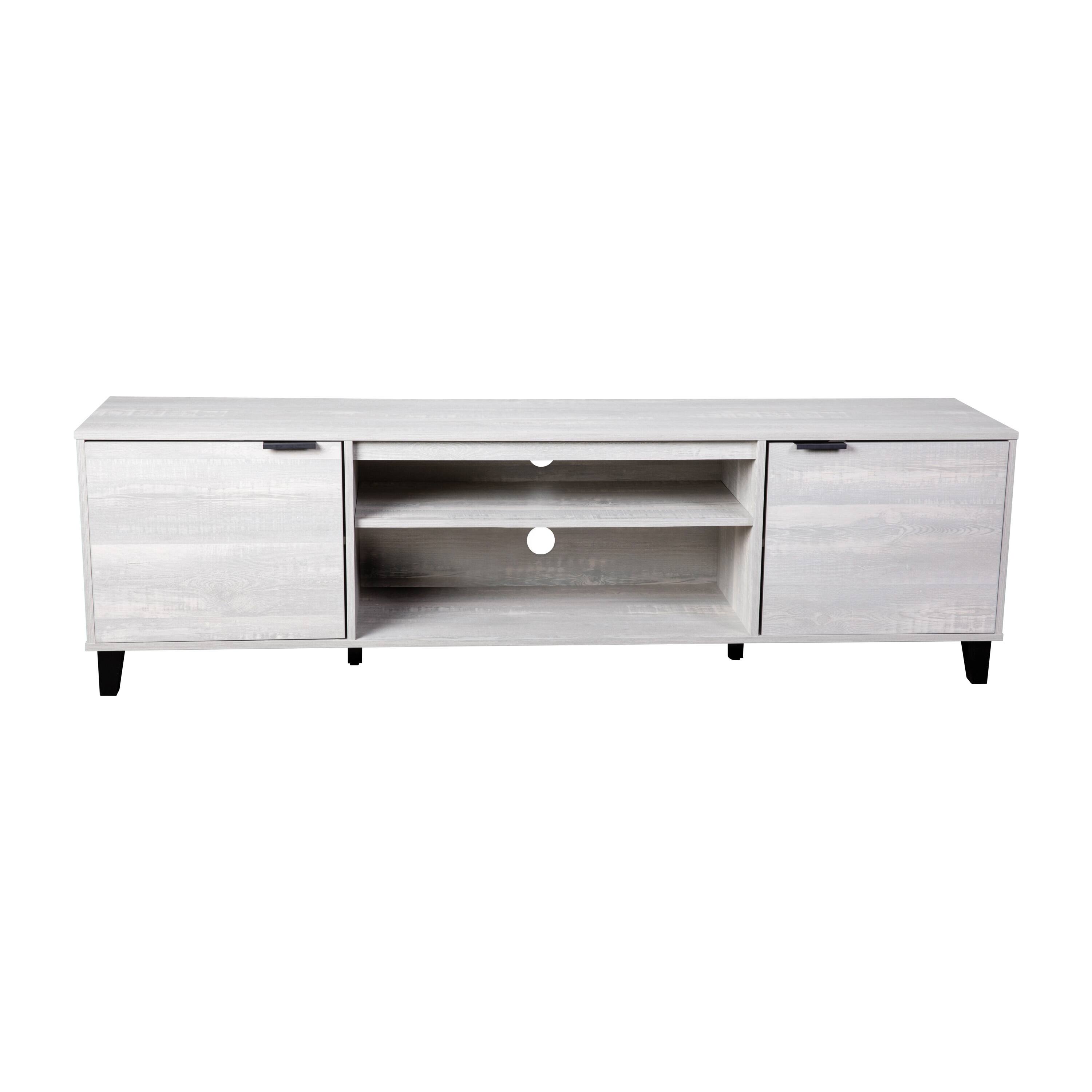 Alt View 1. Emma + Oliver - Azi Mid-Century Modern TV Stand with Doors and Adjustable Shelves - Gray.