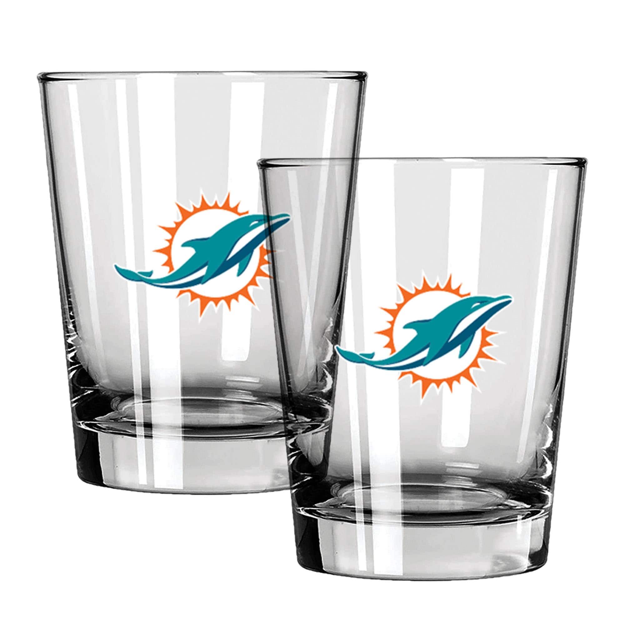 The Memory Company - Miami Dolphins 15oz. Two-Pack Rocks Glass Gift Set - Multicolor