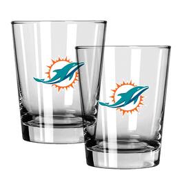 The Memory Company - Miami Dolphins 15oz. Two-Pack Rocks Glass Gift Set - Multicolor