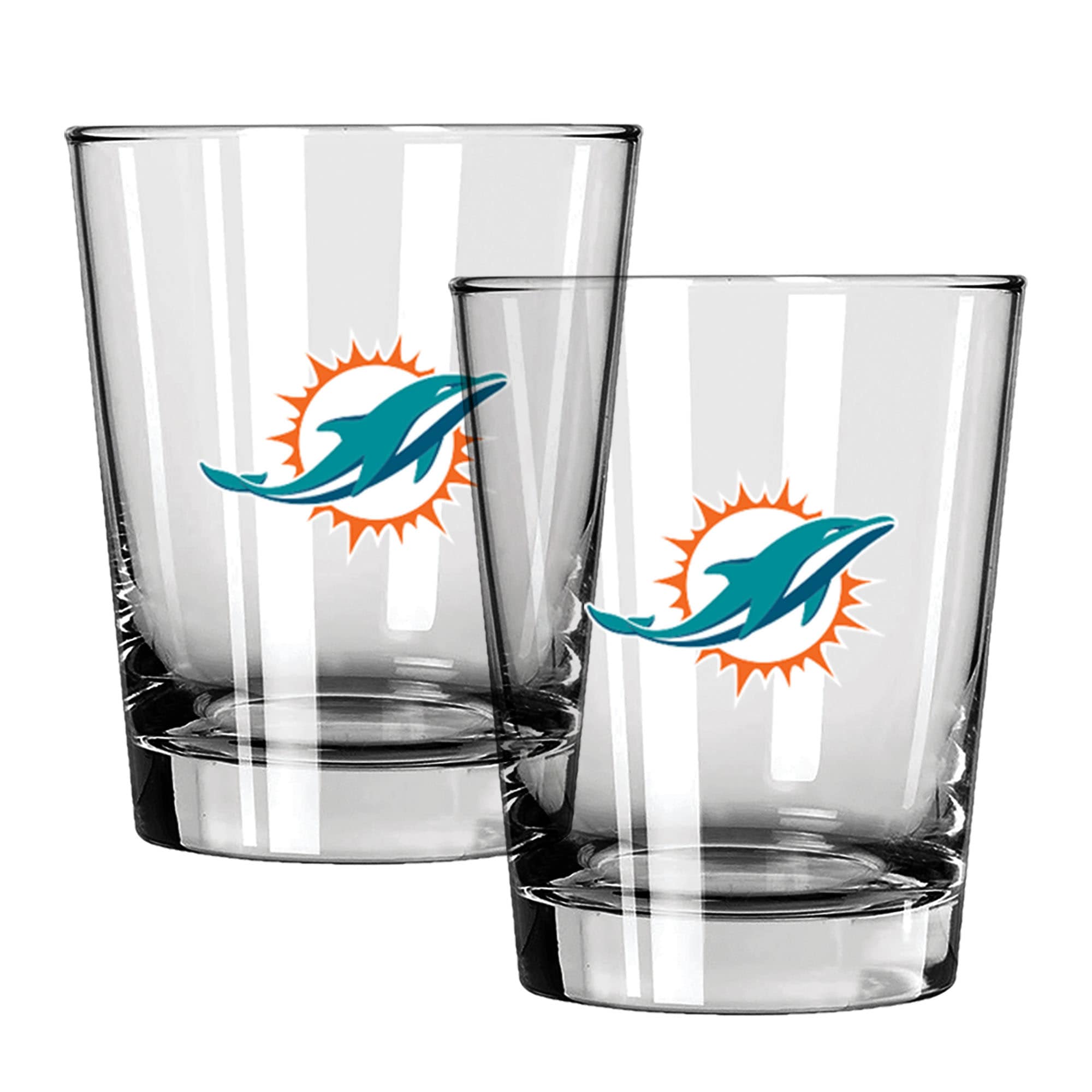 Front. The Memory Company - Miami Dolphins 15oz. Two-Pack Rocks Glass Gift Set - Multicolor.