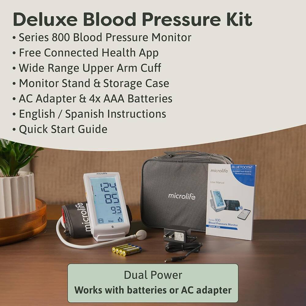 RTMB - Series 800 Upper Arm Blood Pressure Monitor, Wide Cuff, Bluetooth, 2-User - White