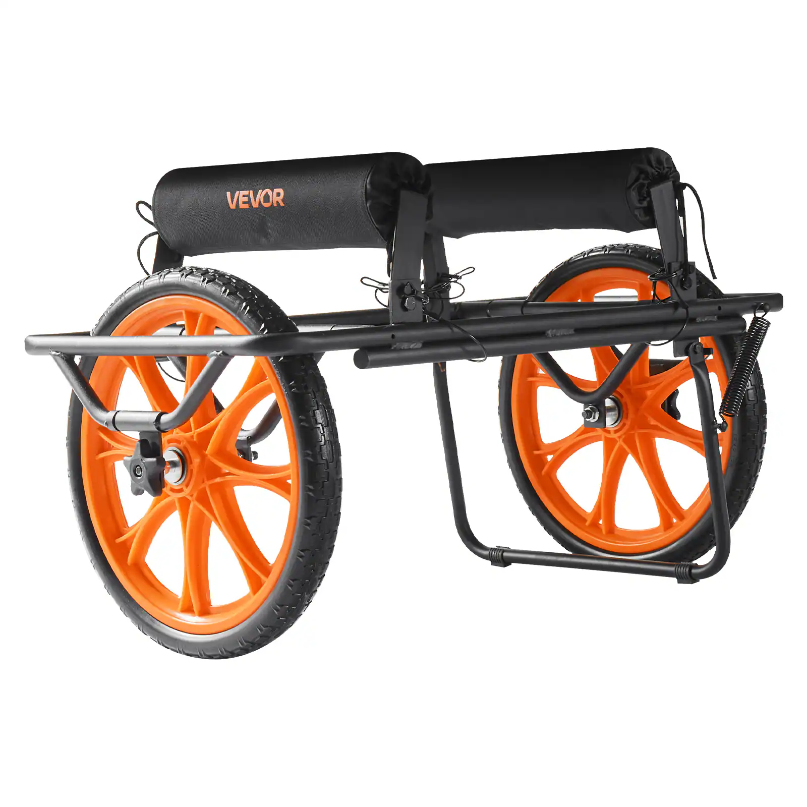 Alt View 5. VEVOR - Kayak Cart, 330 lbs Load Capacity, Canoe Cart Dolly with 15-inch Solid Rubber Tires & Kickstand - Black and orange.