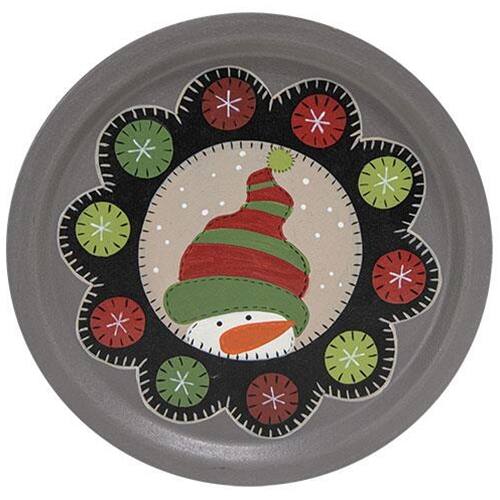 Angle. BreeBe - Snowman Penny Mat Plate 2 Asstd. - Multicolor.