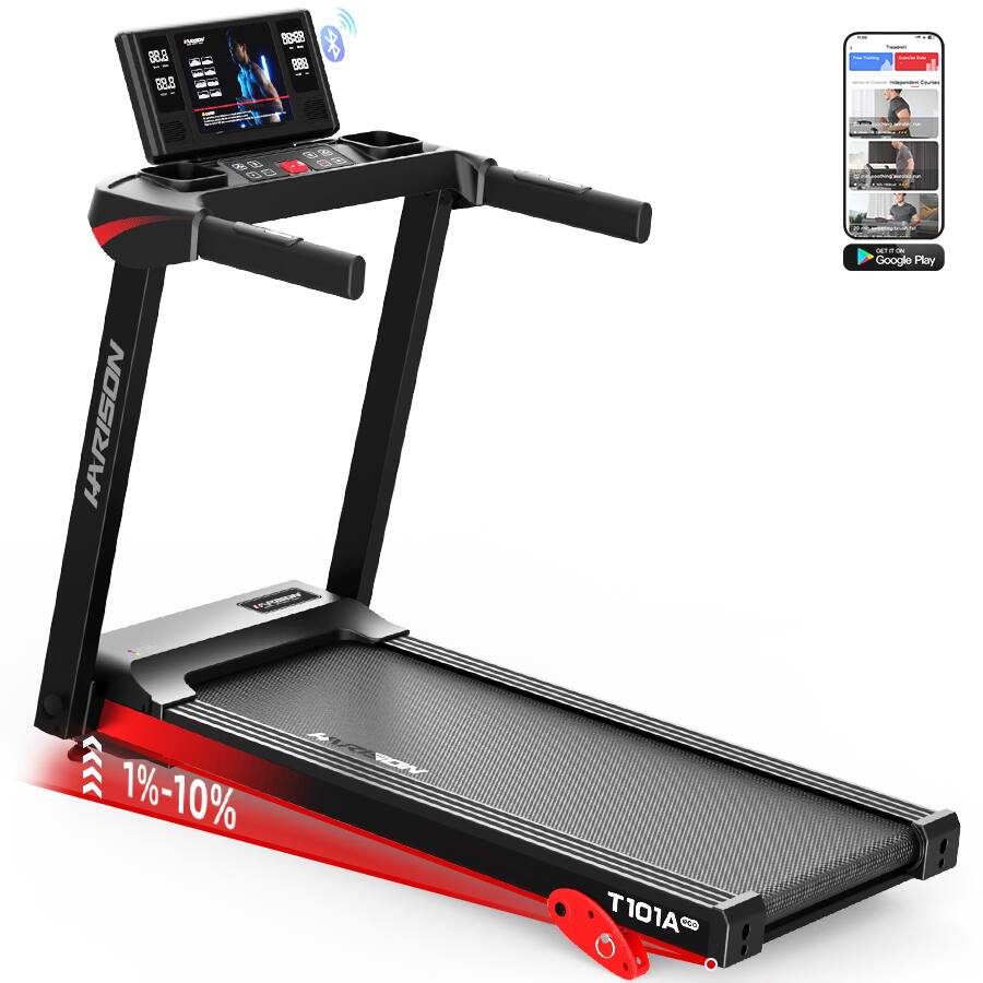 HARISON - Treadmill for Home with Incline, 3.0HP Running Machine 300 lbs Capacity with Bluetooth Speaker (BBT101A) - Black