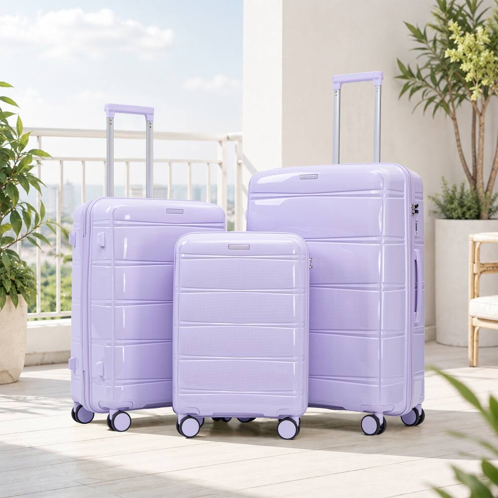 Alt View 10. Ropilly - Ropilly 3 Piece Luggage Set Hard Shell Suitcase Purple Travel Trunk - Purple.