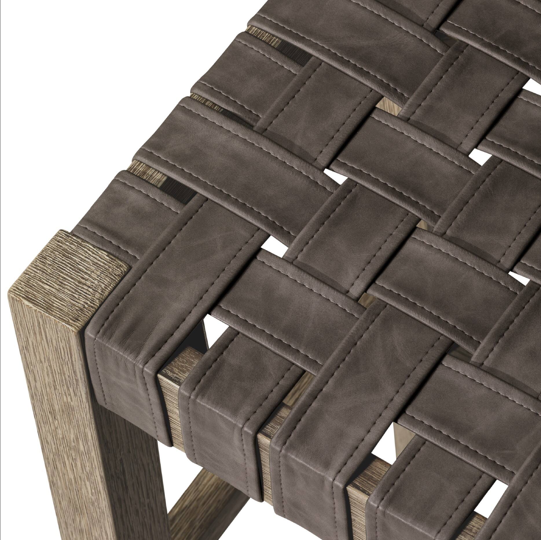 Alt View 7. Maven Lane - 26" Emerson Counter Stool In Weathered Grey Wood Finish With Vegan Leather - Weathered Grey.