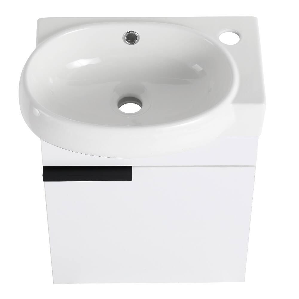 Alt View 10. Loheer - Loheer 16 inch bathroom vanity with sink Gloss White Plywood - Gloss White.