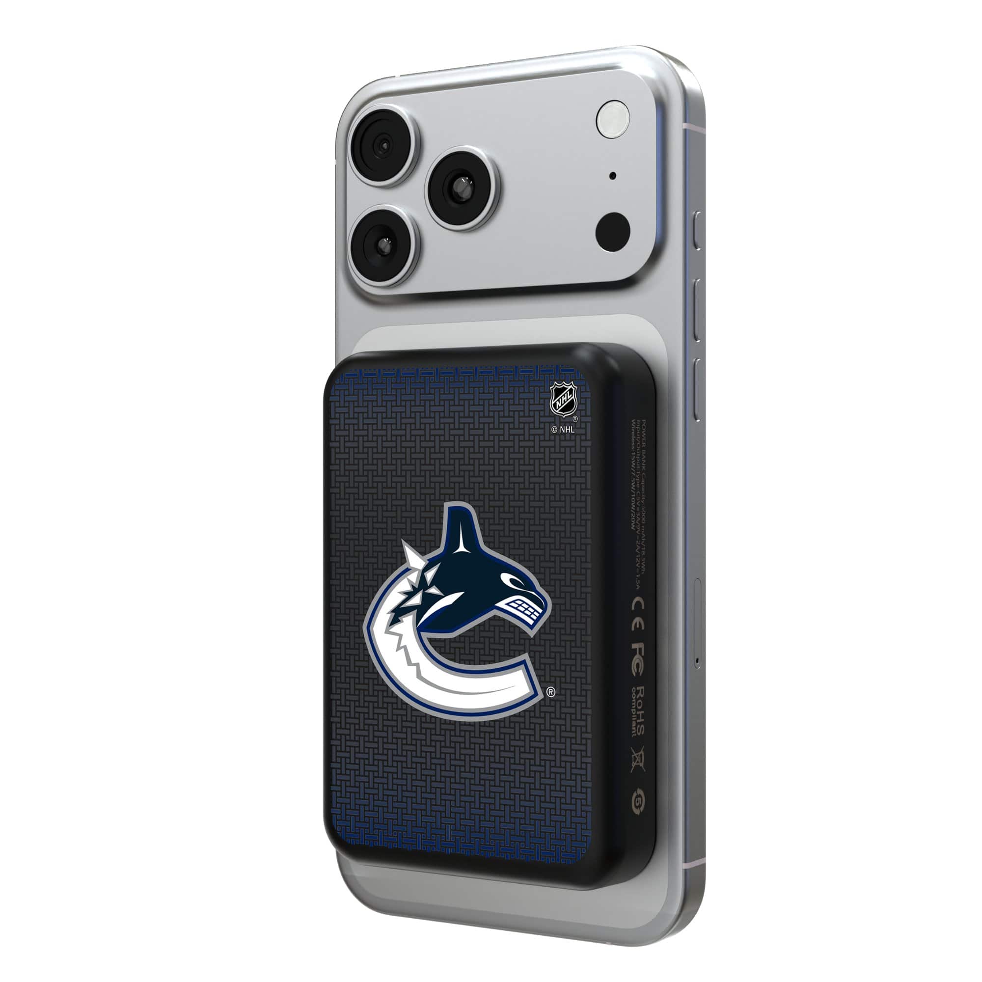 Keyscaper - Vancouver Canucks Wireless Magnetic Power Bank - Black