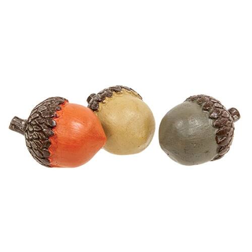 Front. BreeBe - 12/Set Resin Acorns in Crate - Multicolor.