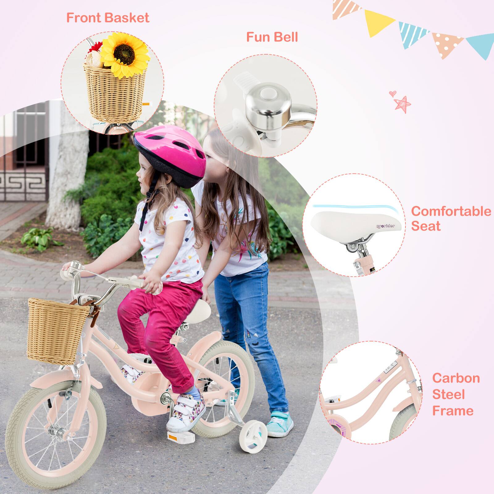 Front Basket  
Fun Bell  
Comfortable Seat  
Carbon Steel Frame