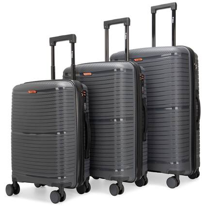 Front. Bobcat - Bobcat Trencher 3 Piece Expandable Hardside Spinner Luggage Set with TSA Lock - Dark Grey - Dark Grey.