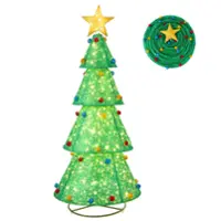 Costway Pop-Up Christmas Tree Pull-Up Artificial  Collapsible Decoration 200 Lights - Green - Front_Zoom