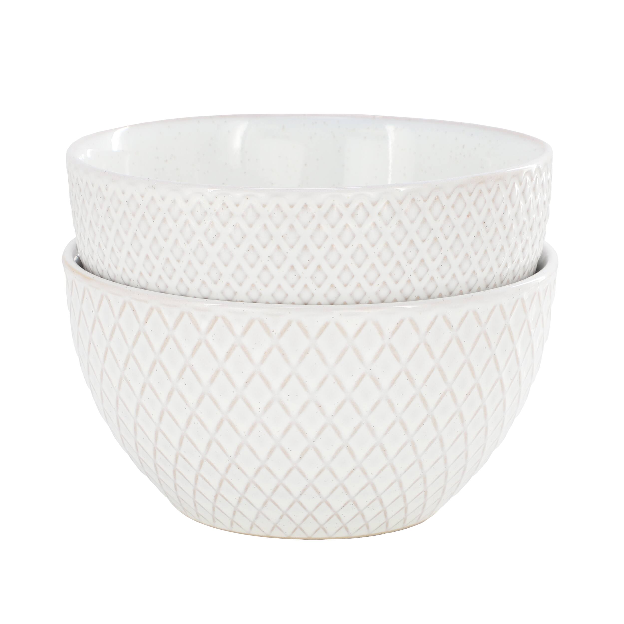 Alt View 1. Gibson - Gibson Elite Earlhart 2 Piece 6 Inch Ribbed Stoneware Cereal Bowl Set in White - White.