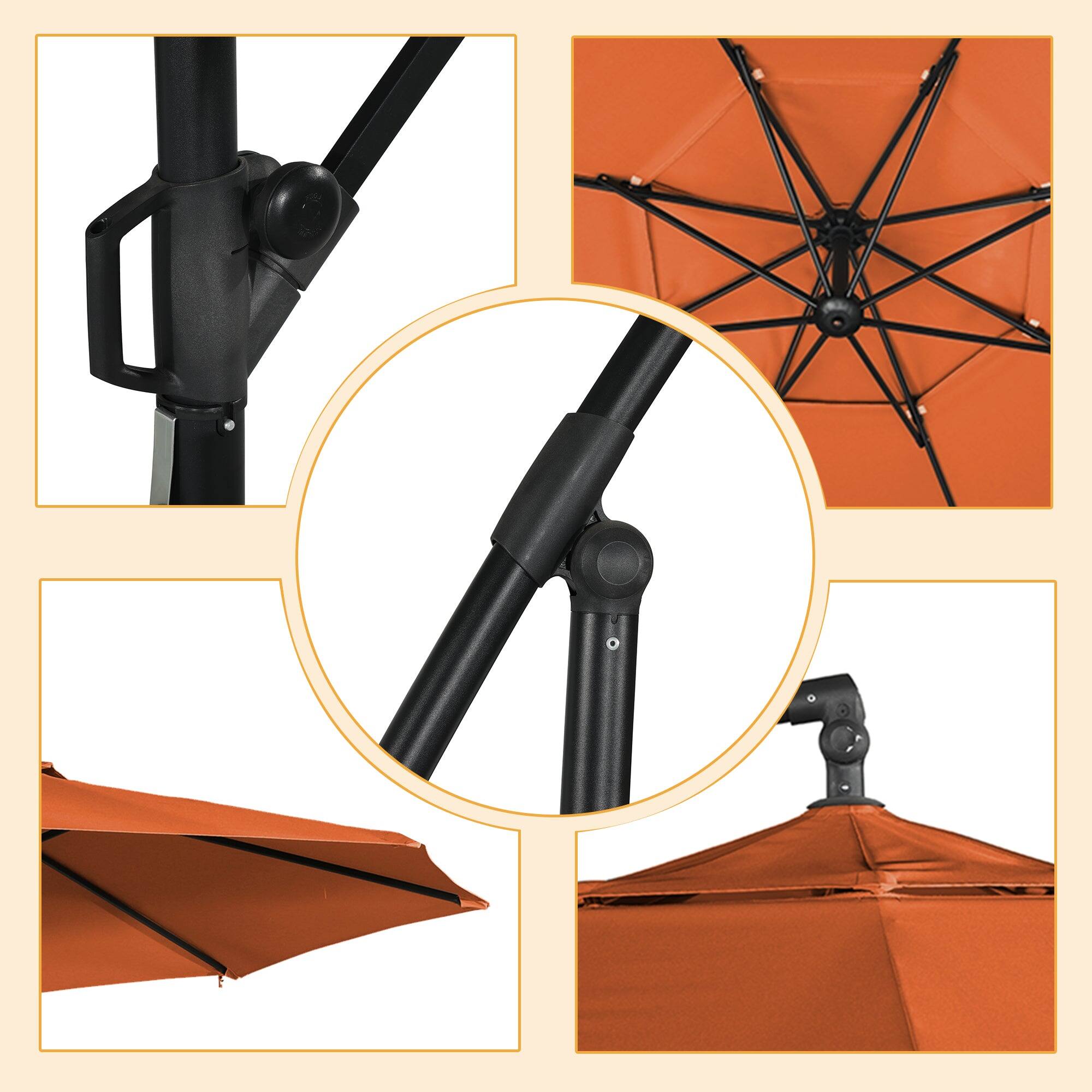 Alt View 7. Boyel Living - 10 FT Outdoor Cantilever Patio Umbrella Waterproof UV Resistant with Solar LED - Orange.