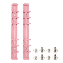 Unique Bargains - A6 6-Hole Ring Binder Mechanisms, 2 Sets Binder Spines Replacement for Office Planners Documents Organization - Pink