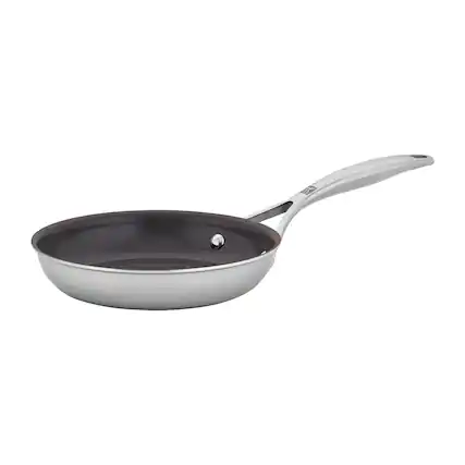 Front. ZWILLING - ZWILLING Energy Plus 8-inch Stainless Steel Ceramic Nonstick Fry Pan - Stainless Steel.