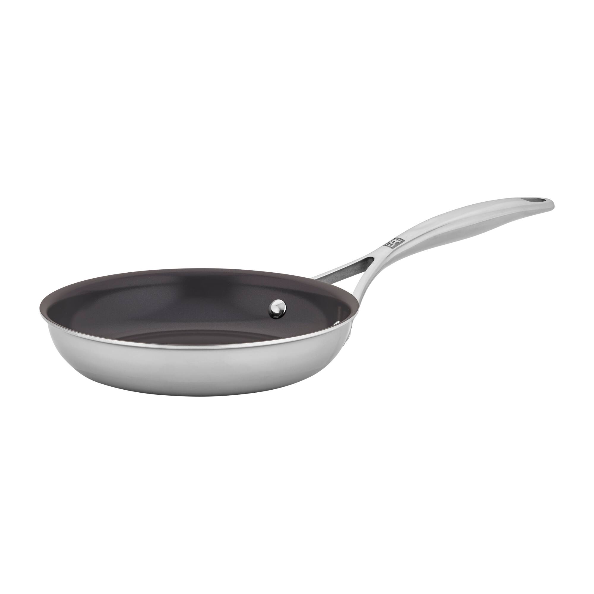 Front. ZWILLING - ZWILLING Energy Plus 8-inch Stainless Steel Ceramic Nonstick Fry Pan - Stainless Steel.