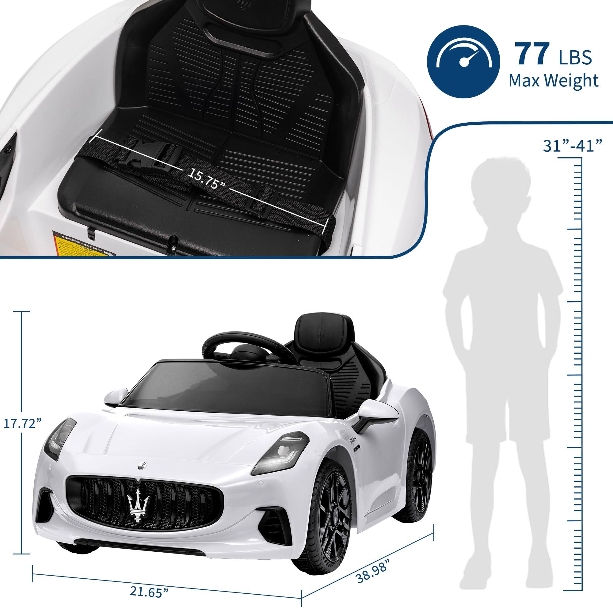 77 LBS Max Weight

15.75"  
31" - 41"  
17.72"  
21.65"  
38.98"