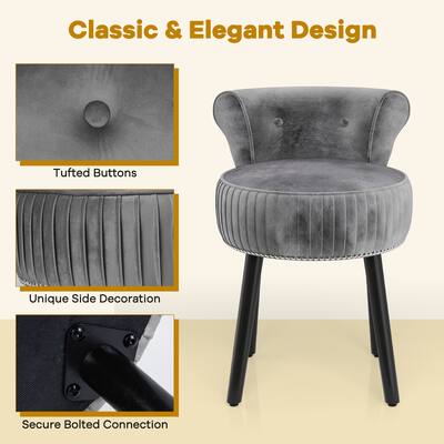 grey velvet chair for dressing table Furniliving Contemporary Velvet Seashell Accent Chair Upholstered Makeup Vanity Stool,Grey