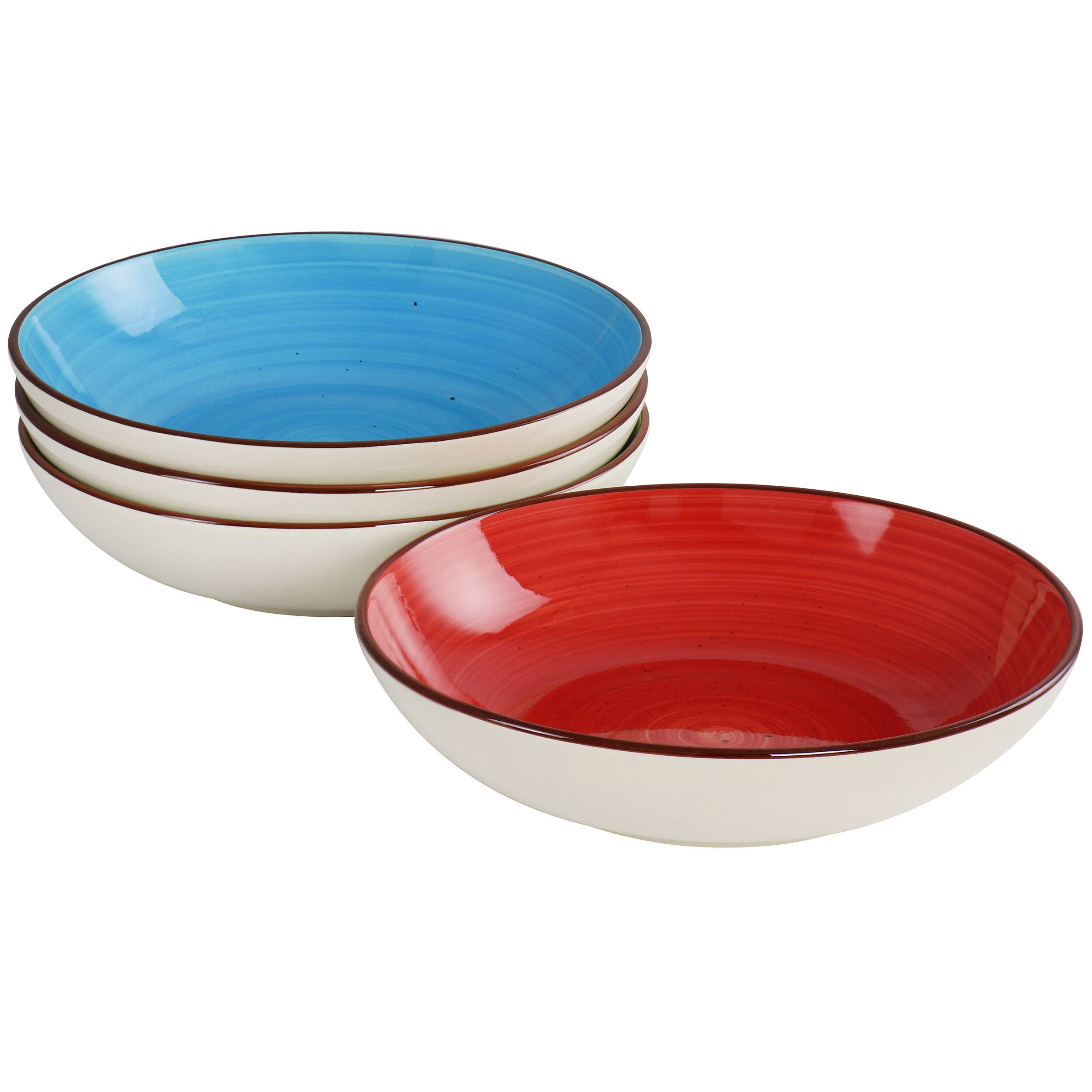 Alt View 2. Elama - Elama Mason 12 Piece Double Bowl Stoneware Dinnerware Set in Assorted Colors - Yellow, Turquoise, Lime, Red.